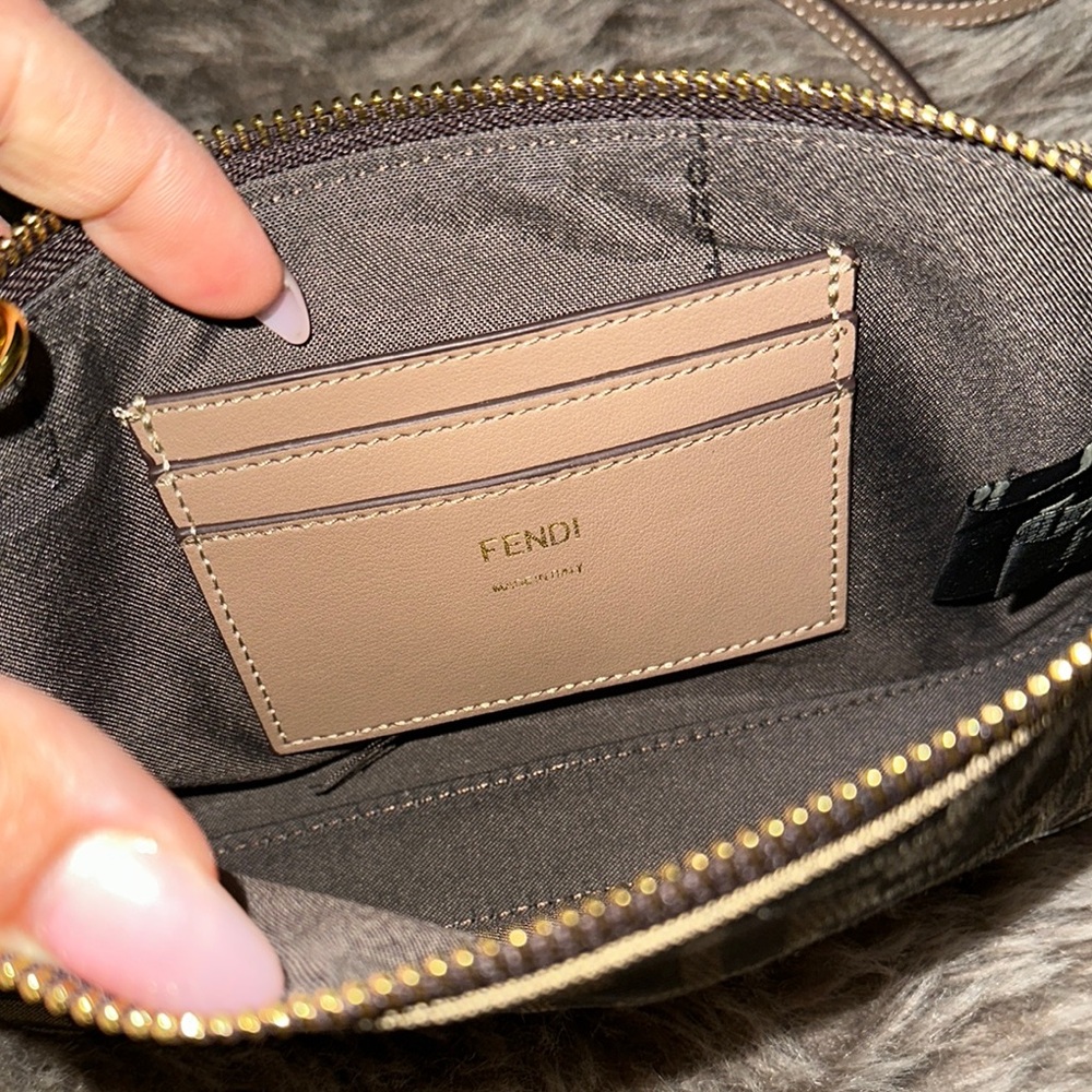 Brown Monogram Crossbody Bag with Gold Chain - Picture 2 of 8